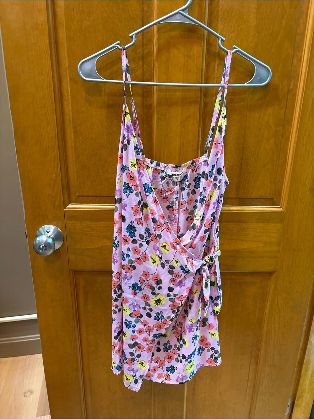 Miken Swim Juniors Tie-Front Faux-Wrap Cover Up Dress Size Medium